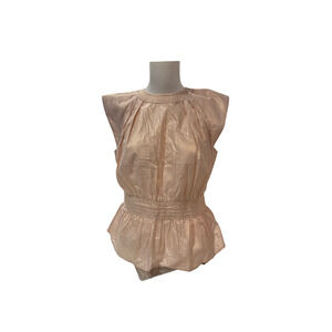 Anthropologie Metallic Pink Peplum Top Size Small